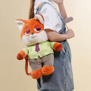Zootopia Nick Wilde Cute Fox Plush Backpack Soft Cartoon Animal Adjustable strap